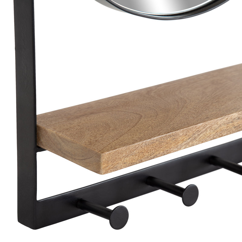 Miroir Shelva, Noir, naturel