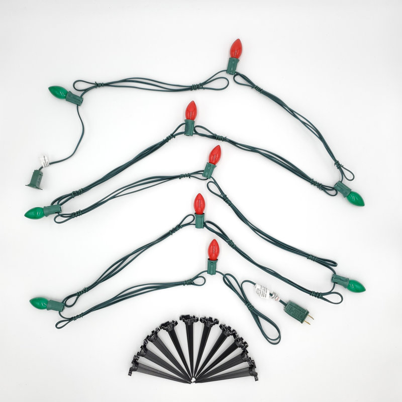 Electric Pathway Lights with 10 Bulbs, Red and Green