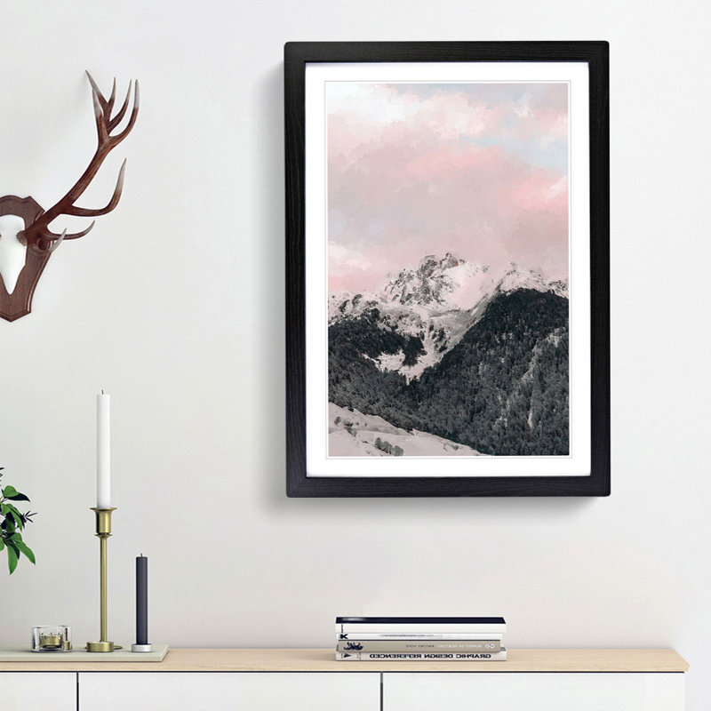 The Pink Mountain in Abstract - Picture Frame Graphic Art Print, 48cm H x 36cm W x 2cm D, Black Framed