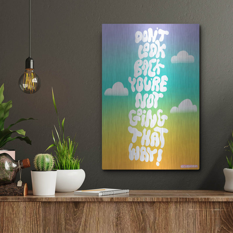  «Don't Look Back» par Club Daydream, art mural en métal, 12 po x 16 po, H 16 po x l 12 po