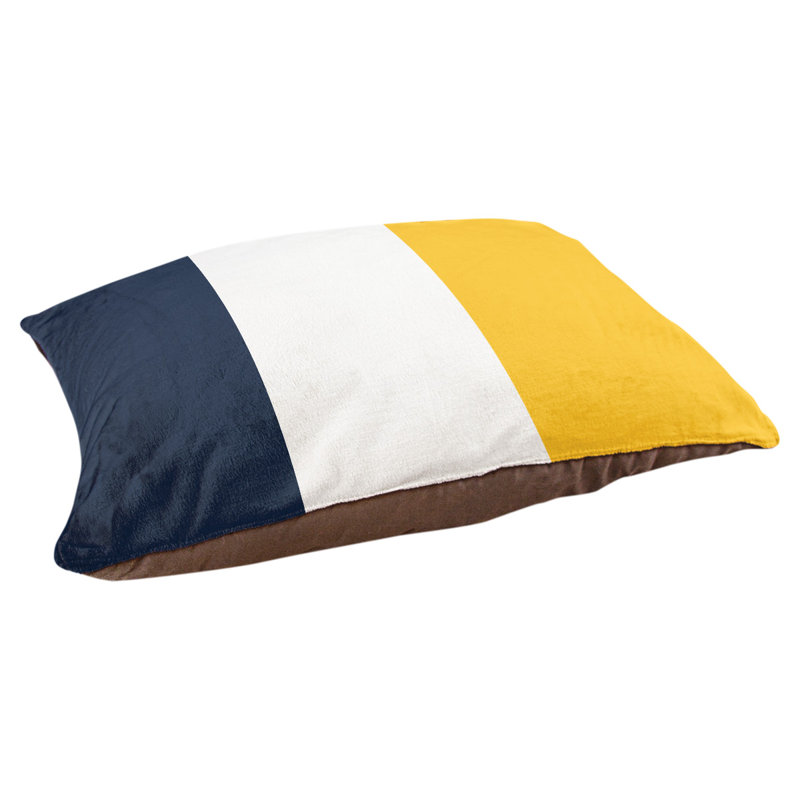 Coussin pour chien Indiana, Bleu minuit / blanc / jaune basketball, Moyen (l 28 po x P 18 po x H 9,5 po)