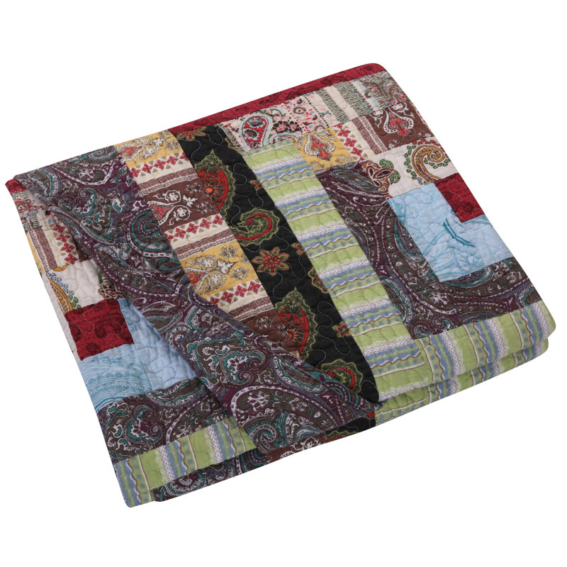 Colorado Lodge Multicolor Cotton Patchwork Reversible Throw Blanket