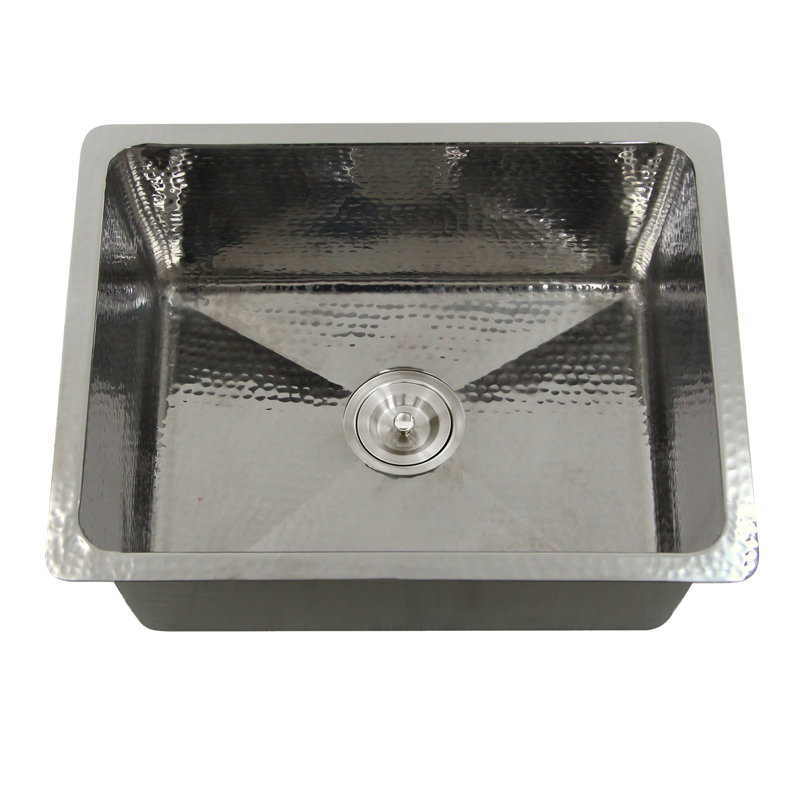Brightwork Hand Hammered 23" L x 18" W Undermount Kitchen Sink