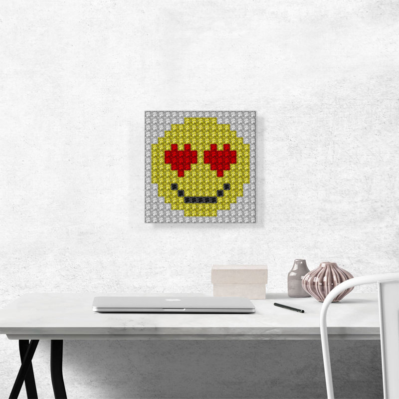 «Emoticon Heart Eyes Love Smiley Face Jewel Pixel», impression sur toile tendue, H 12 po x l 12 po x P 0,75 po