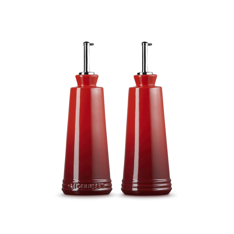 Le Creuset Stoneware Oil & Vinegar Set, Cerise