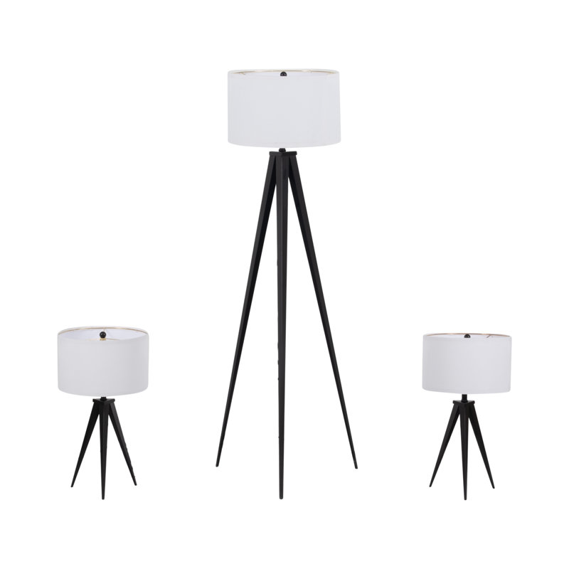 Metal,S,3,26,60"H,Table&Floor Tripod Lamps,Blk