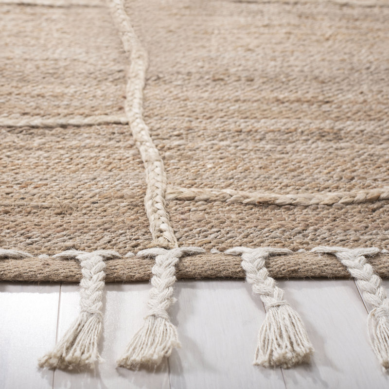Tapis de couleur unie en jute naturel tissé à la main Digiacomo, Tapis de couloir 2 pi 3 po x 6 pi