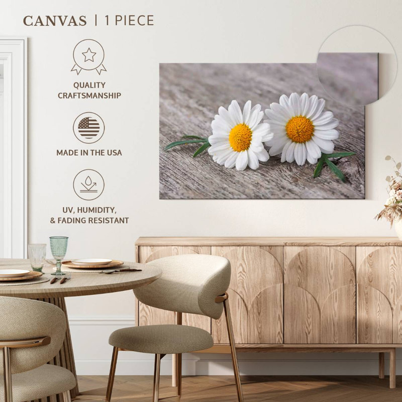 Deux fleurs de camomille Harnek, H 24 po x l 36 po