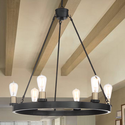 Campuzano 6 - Light Waggon Wheel Chandelier