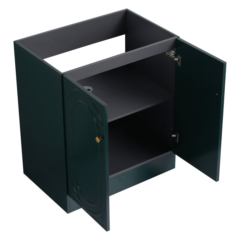 Meuble-lavabo autoportant de 30 po, foncé, avec rangement à fermeture en douceur - moderne, Vert foncé