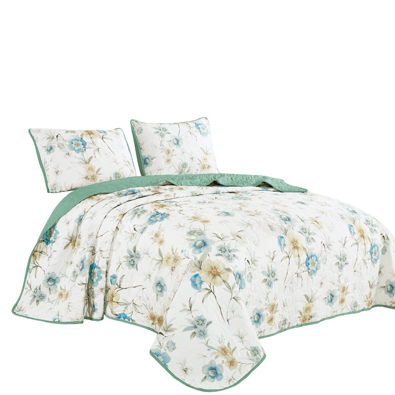 Ensemble de couvre-lit réversible 3 pièces Nortia, Queen Bedspread + 2 Shams
