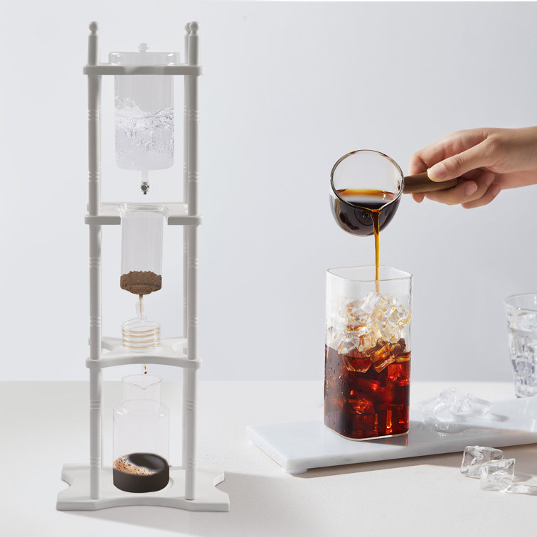 45.28 25 Cups Cold Brew Drip Tower Iced Coffee Maker Wooden Stand