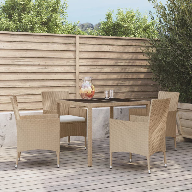 Red Barrel Studio® 5 Piece Patio Dining Set With Cushions Poly Rattan, Grey, Black, 4