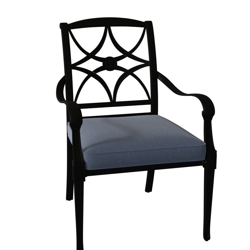 Wiltshire Outdoor Dining Armchair, Textured Black, 19.25", Hedge Flannel Sunbrella® Flannel