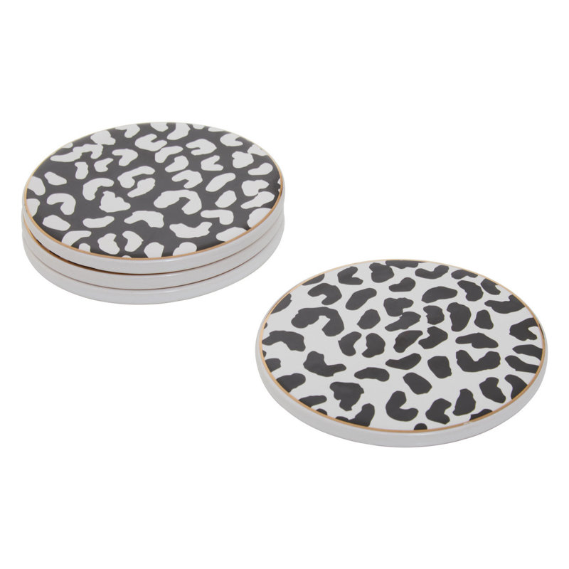 Hilda Stoneware Round 4 Piece Coaster Set