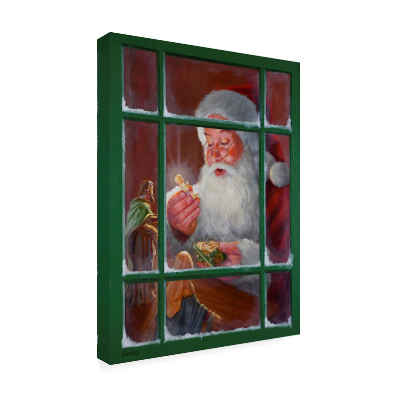 Santa Window 2 by David Lindsley - Unframed Canvas Art on Canvas, 24" H x 18" W