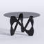 Mid-Century Coffee Table with Solid Wood Legs, Tempered Smoke Glass Top Circular Lounge Table-335063753