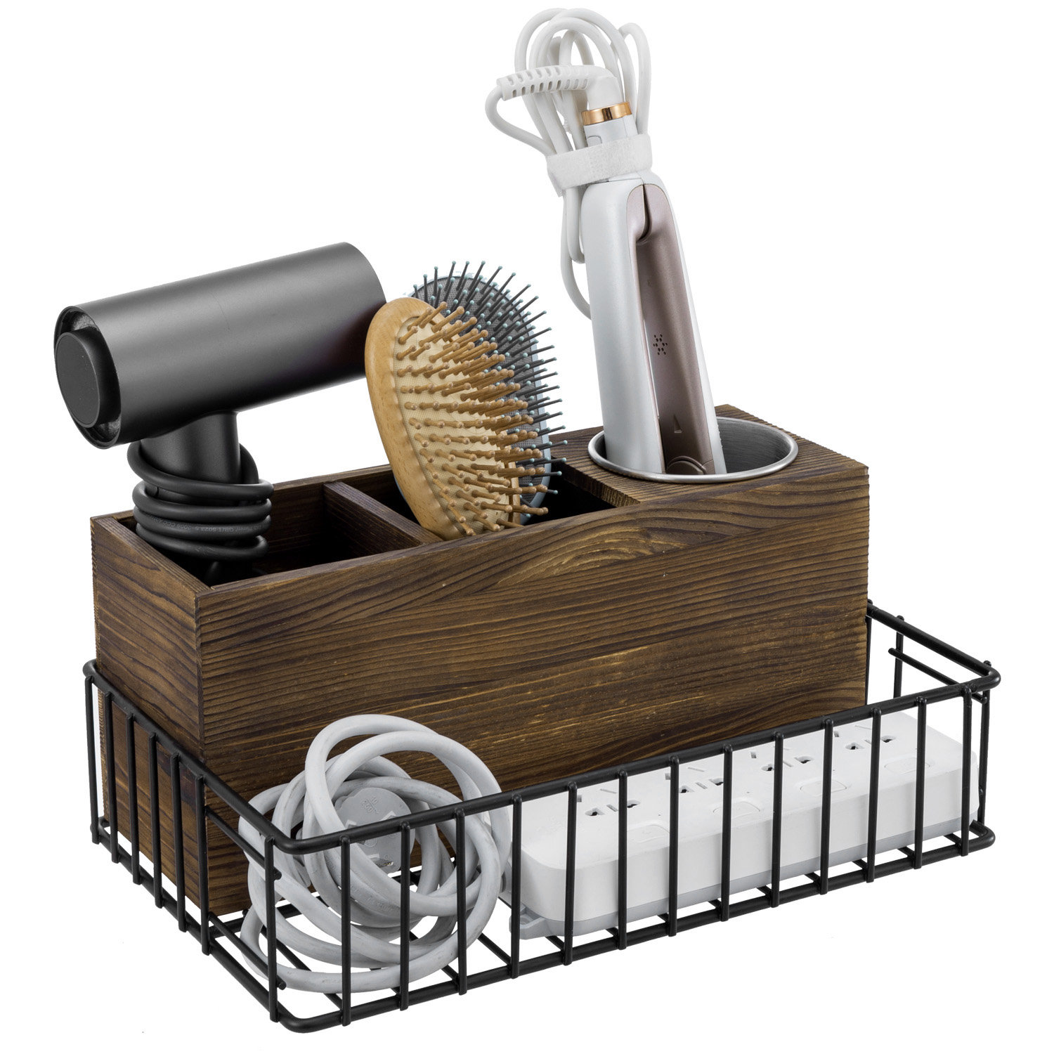 Hair Tool Organizer,White Hair Dryer And Styling Holder With 3 Removable  Cups, Bathroom Countertop Blow Dryer Holder, Vanity Caddy Storage Stand For  Accessories, Makeup, Toiletries