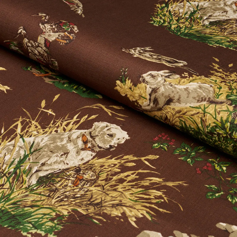 Dog & Duck Fabric, Brown