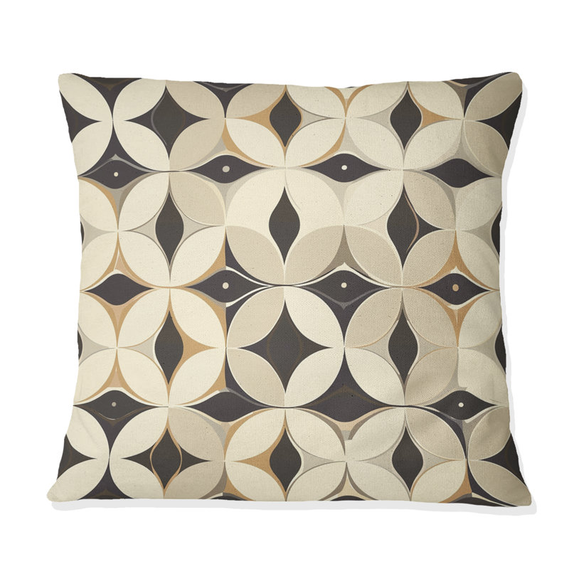 Coussin décoratif rétro beige Midcentury Circles III - Midcentury, H 16 po x l 16 po