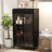 47.6" Tall Metal Display Cabinet With Flip-Top Design