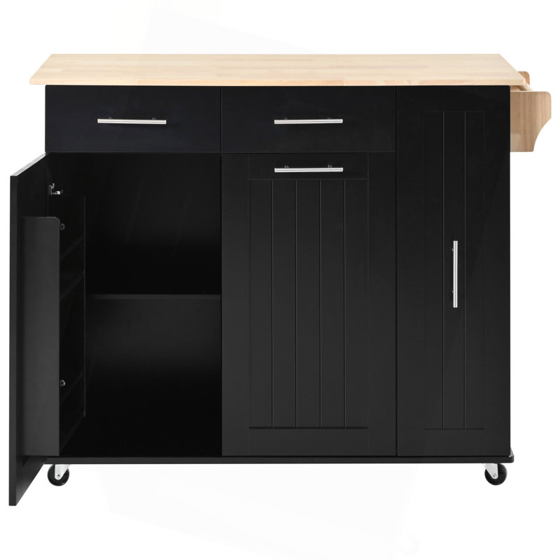Kitchen Island With Drop Leaf, Kitchen Storage Cart With 3 Tier Pull Out Cabinet Organizer, Internal Storage Rack, Rolling Kitchen Cart On Wheels With Towel Rack, 2 Drawers, For Kitchen