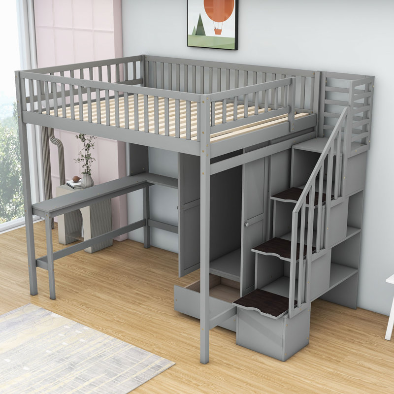 Harriet Bee Heflick Kids Full Loft Bed with Drawers | Wayfair