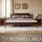 King Size Solid Wood Platform Bed Frame with Headboard & Footboard, 12 Strong Slats Base, Central Metal Legs, No Box Spring Needed, Easy Assembly, Anti-Noise & Slip-Free, Dark Roast Oak Finish-1234471720-1234471726