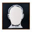 «Blank Face», art contemporain peint à la main, blanc et noir, cadre en bois de parota, l 47 po x P 3 po x H 47 po