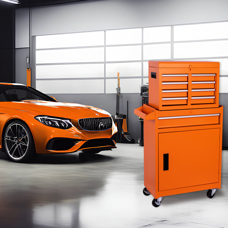 Armoire à outils détachable avec tiroirs réglables et mécanisme de verrouillage - option de rangement sécurisé, Orange