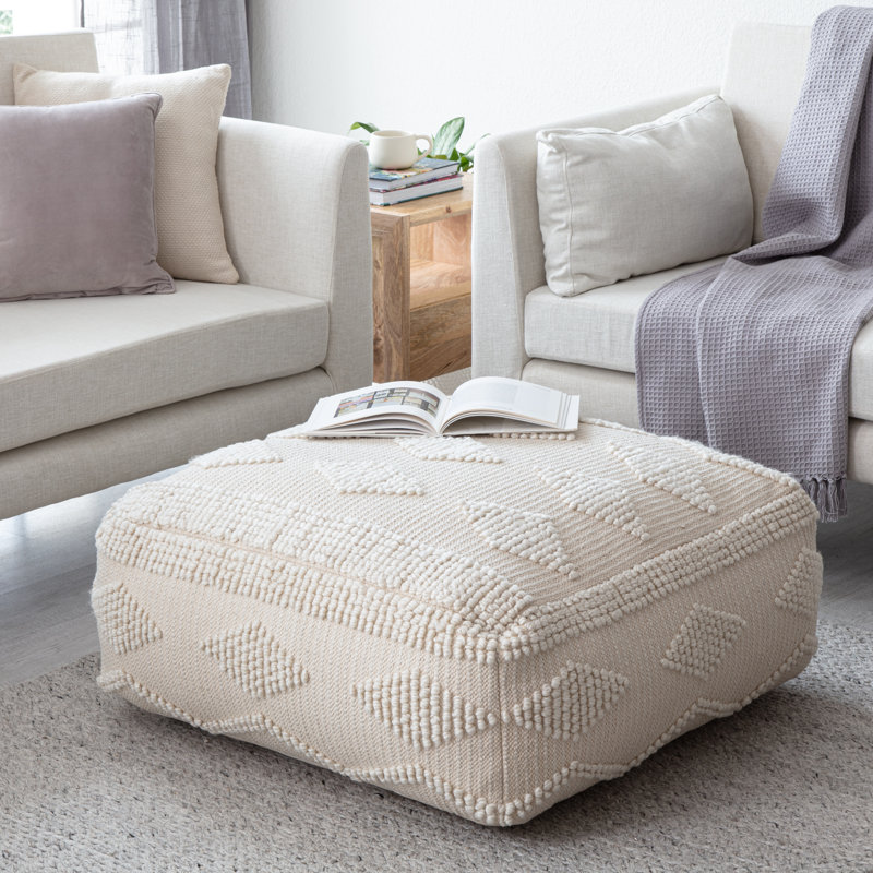 Loewen 34'' Wide Square Geometric Pouf Ottoman