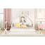 Lit double en bois avec tête de lit en forme de maison, blanc