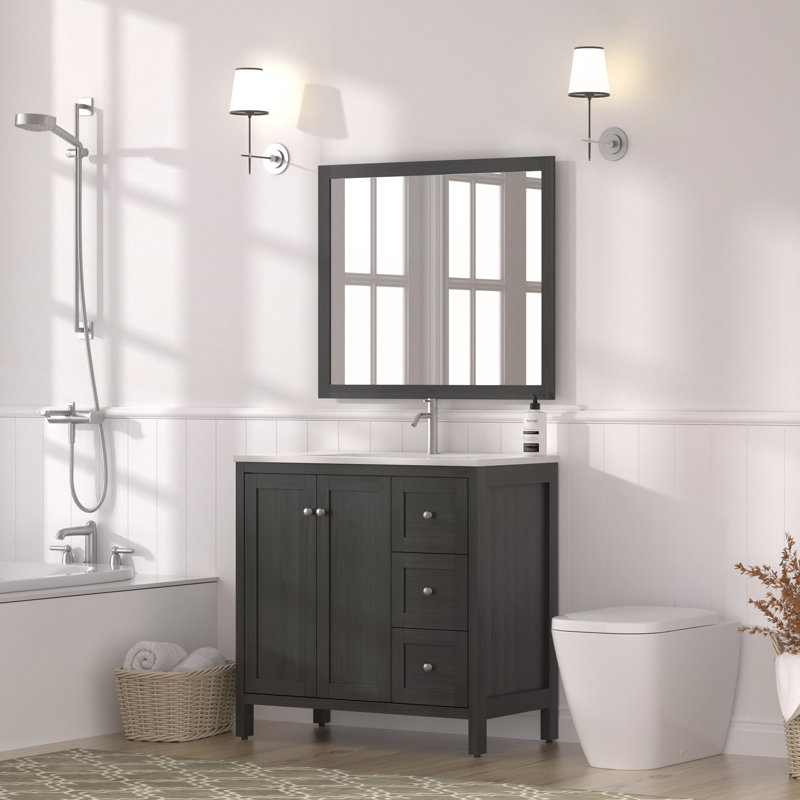 Meuble-lavabo moderne de 35,5 pouces avec lavabo pour un rangement efficace