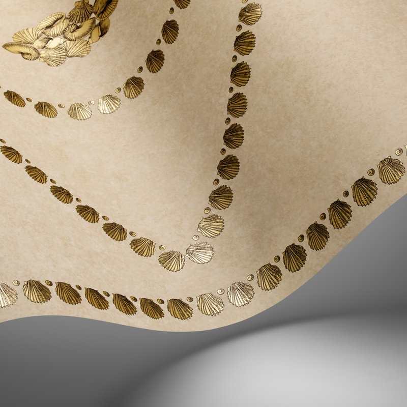 Fornasetti Senza Tempo II Geometric Wallpaper Roll, Gold/Stone