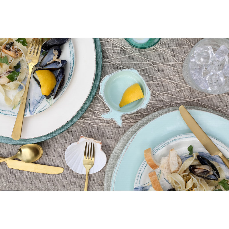 Lastra Handmade Italian Stoneware Dinner Plate, Aqua