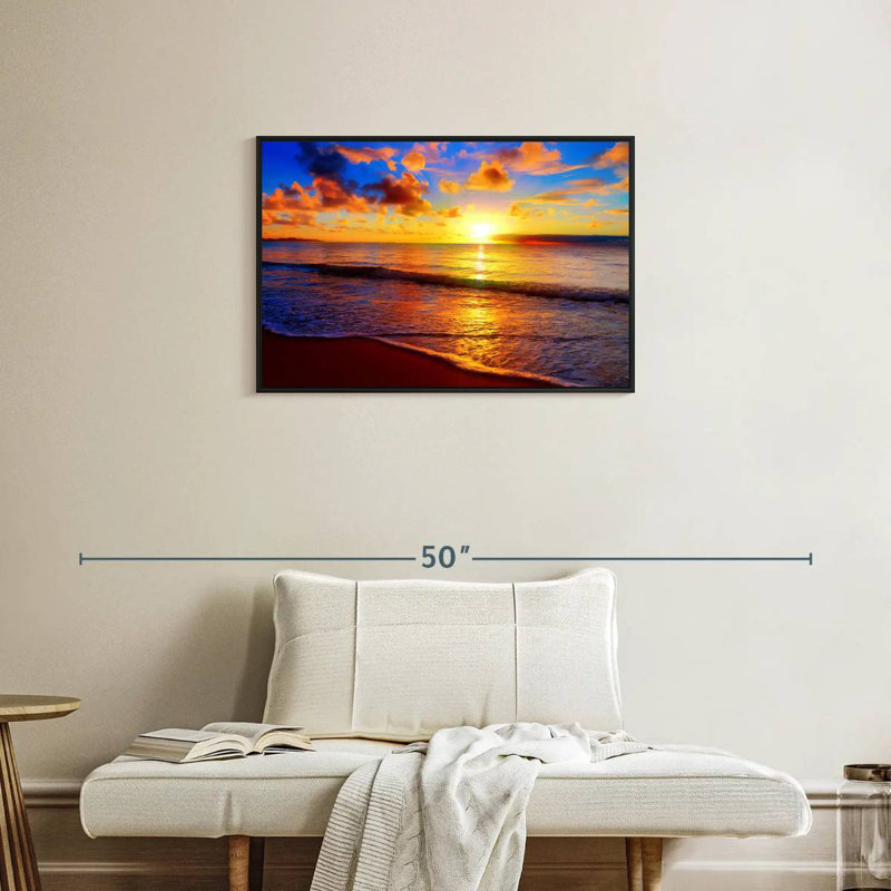 Coucher de soleil Gillard, H 21 po x l 31 po, Cadre flottant noir