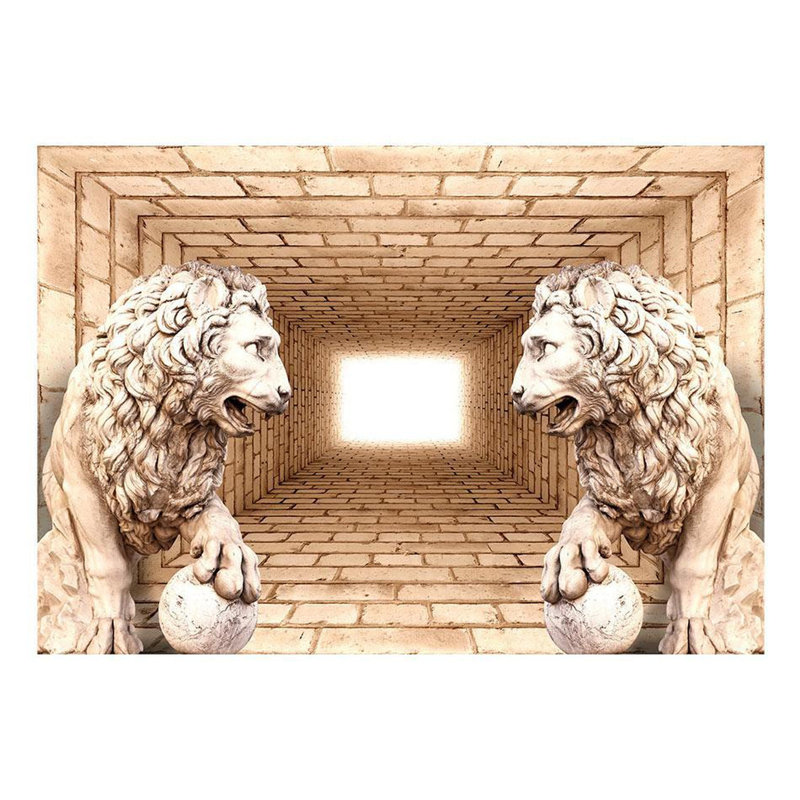 3D Illusion Wallpaper Wall Mural - Mystery Of Lions, 110" W x  157" L