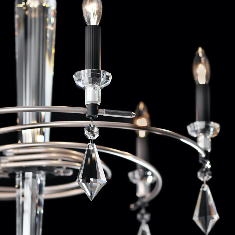 Tempest 6 Light Crystal Chandelier, Black/Soft Silver