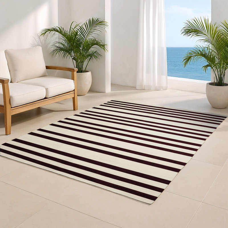 Tapis intérieur / extérieur beige HorizontalStripes, Rectangle 4pi x 6 pi