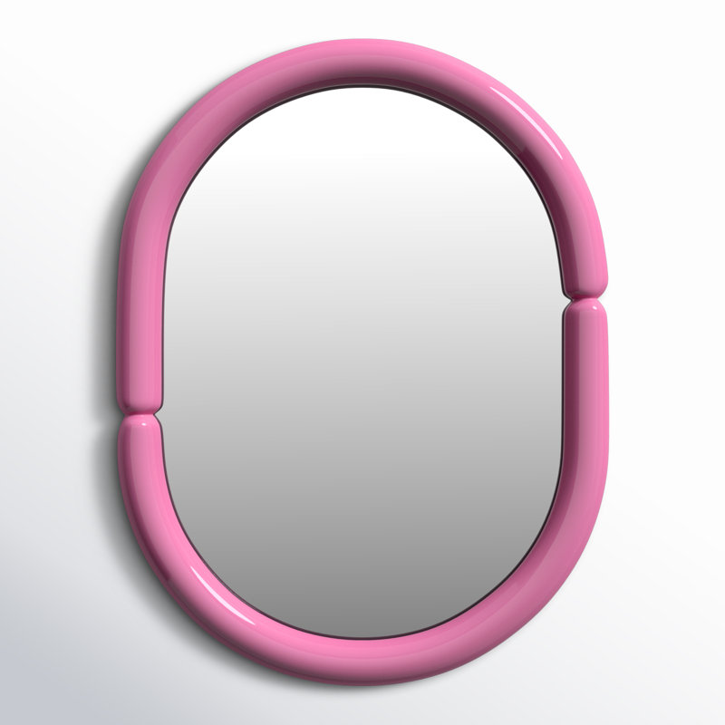 Lorinda Solid Wood Oval Wall Mirror, Pink