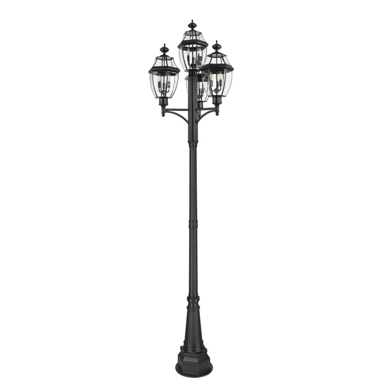 Westover 3 Light Outdoor Post Mount Fixture in Black, 125.75" H x 33.25" W x 33.25" D
