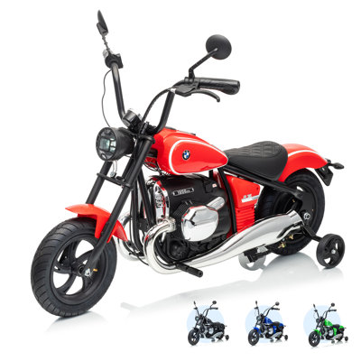Electric Ride On Racing Motorcycle with 24V 7AH Rechargeable Battery 200W Brushless Motor Red Outdoor Driveway Riding Adventure Performance Gift for Children US Standard Charger