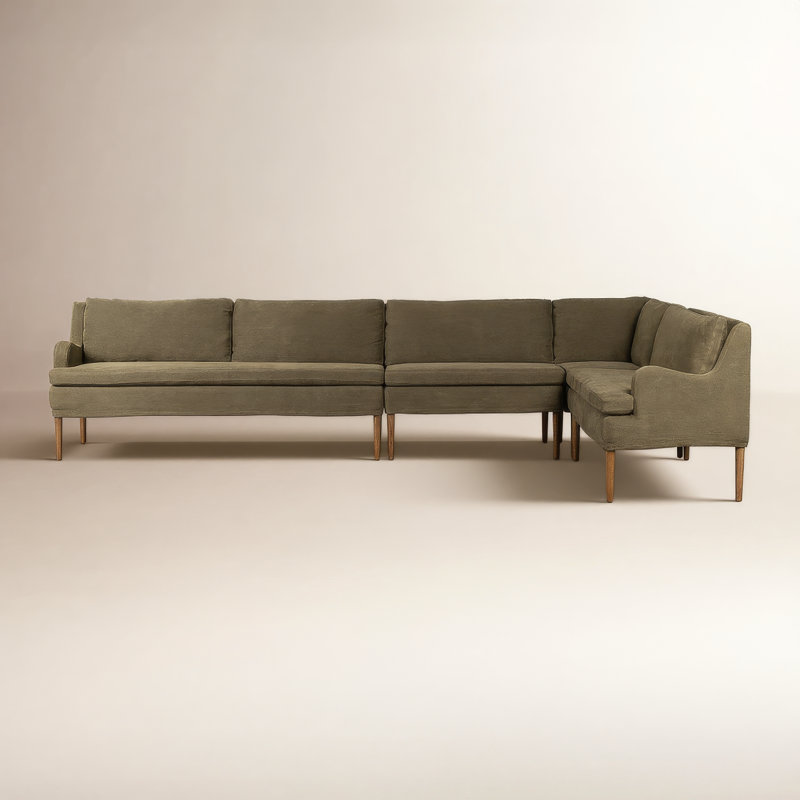 Aurelia 4-Piece Sectional, Right Hand Facing, Broadway Olive Linen, 34.5" H x 125" W x 76" D