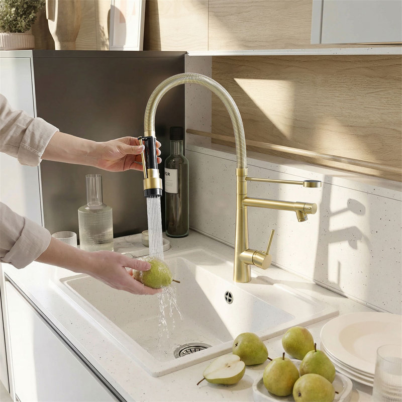 Single Hole Pull Down Kitchen Faucet With Pot Filler Single Handle Kitchen Sink Faucets Stainless Steel Kitchen Basin Taps With Sprayer
