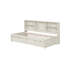 Structure de lit de jour simple blanc crème avec buffet, tiroirs et station de charge intégrée, rangement latéral, moyeu-47253360