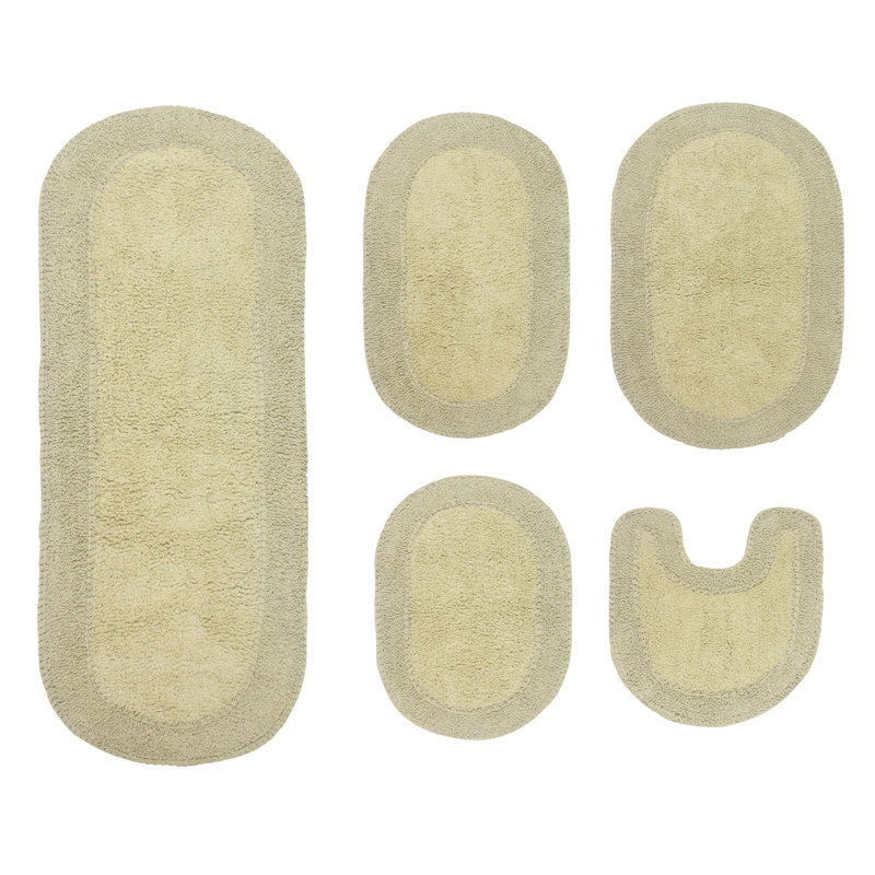 Ensemble de tapis pour salle de bain 5 pièces Tamela, Sauge