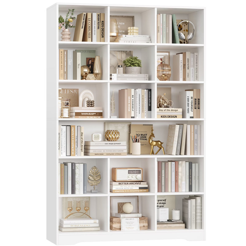 76.1''H 6-Tier Standard Bookcase, Cube Bookcase, White