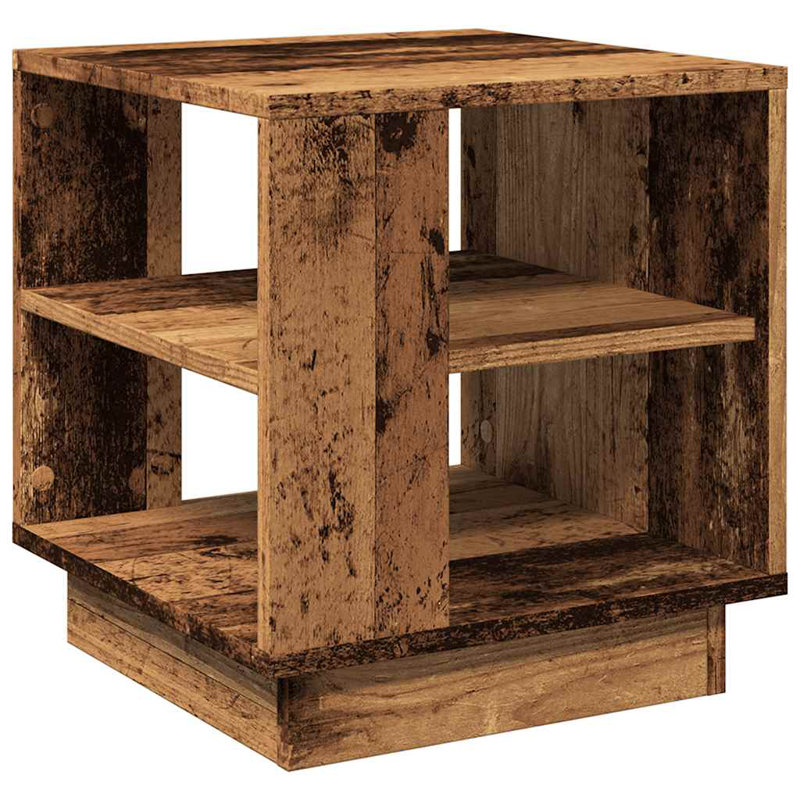 Petite table basse carrée en bois d'ingénierie, Bois ancien