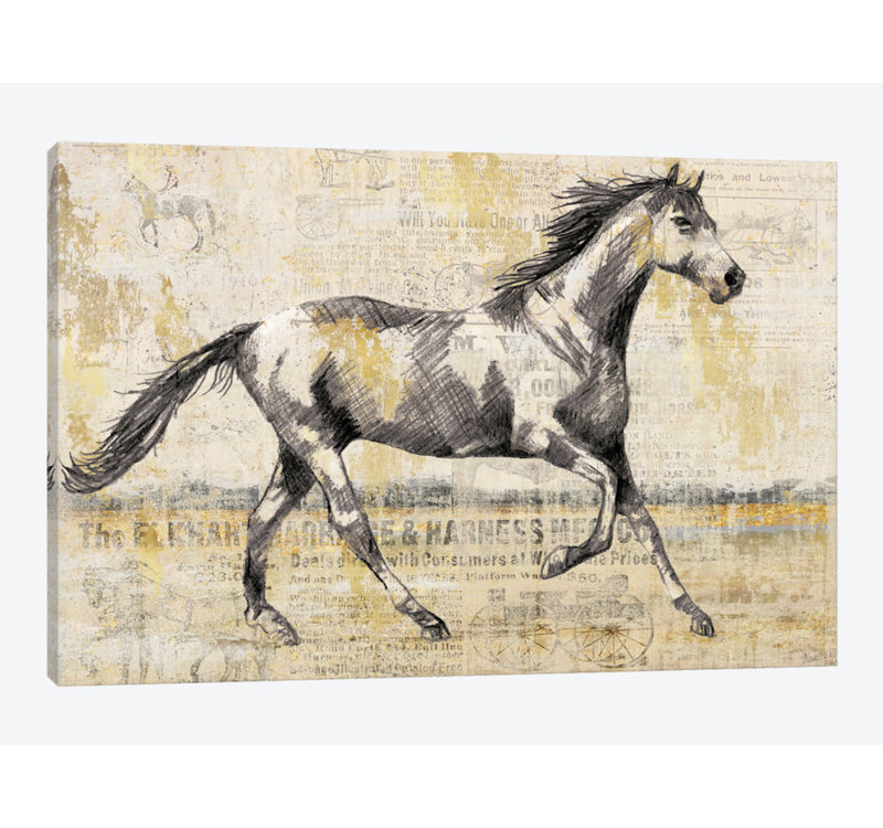 Golden Stallion I, impression sur toile tendue, H 26 po x l 40 po x P 1,5 po, Toile tendue, Pas de tapis