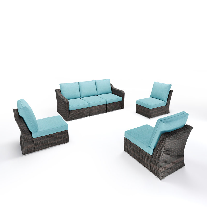 Ensemble de mobilier d'extérieur 6 pièces, 6, Marron foncé